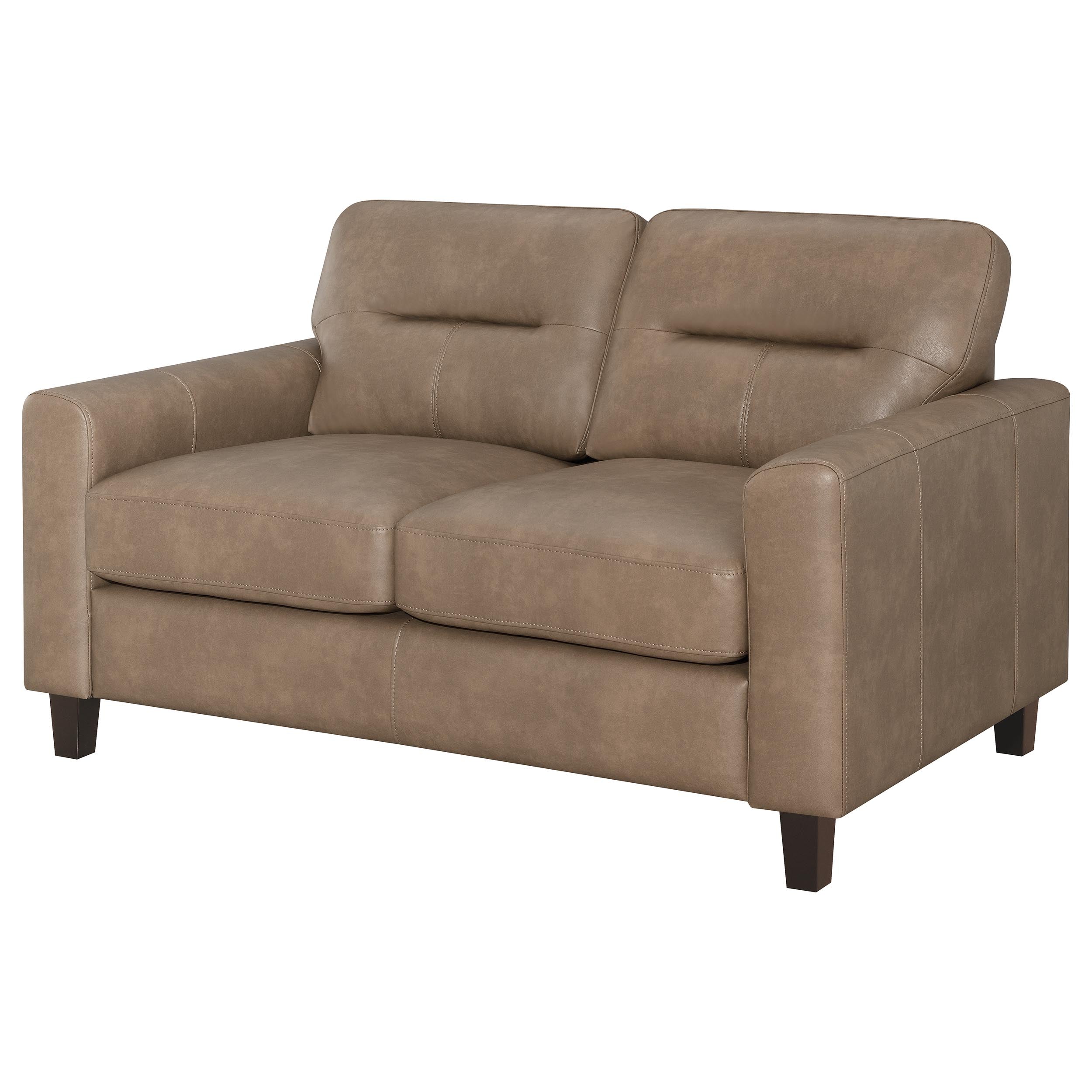 Scotland Faux Leather Upholstered Track Arm Loveseat