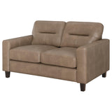 Scotland Faux Leather Upholstered Track Arm Loveseat