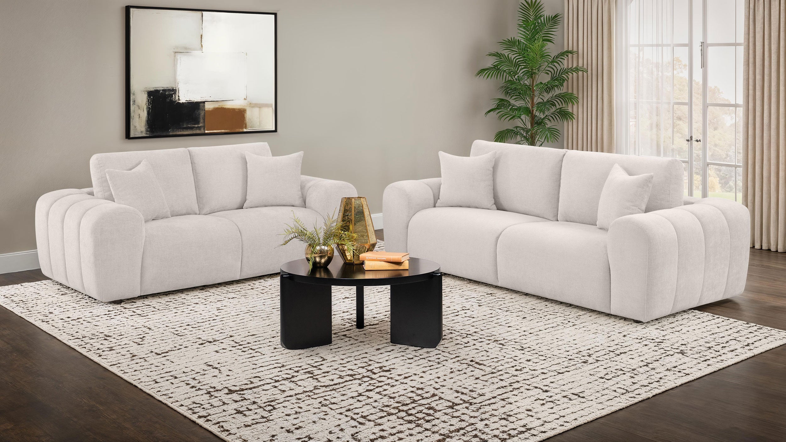 Burnett Chenille Upholstered Sofa Set
