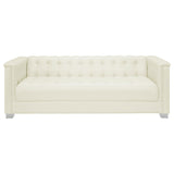 Chaviano Upholstered Track Arm Sofa Set Pearl