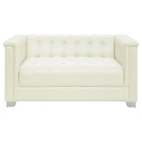 Chaviano Upholstered Track Arm Sofa Set Pearl