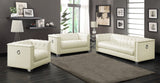 Chaviano Upholstered Track Arm Sofa Set Pearl