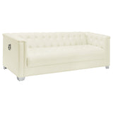 Chaviano Upholstered Track Arm Sofa Set Pearl