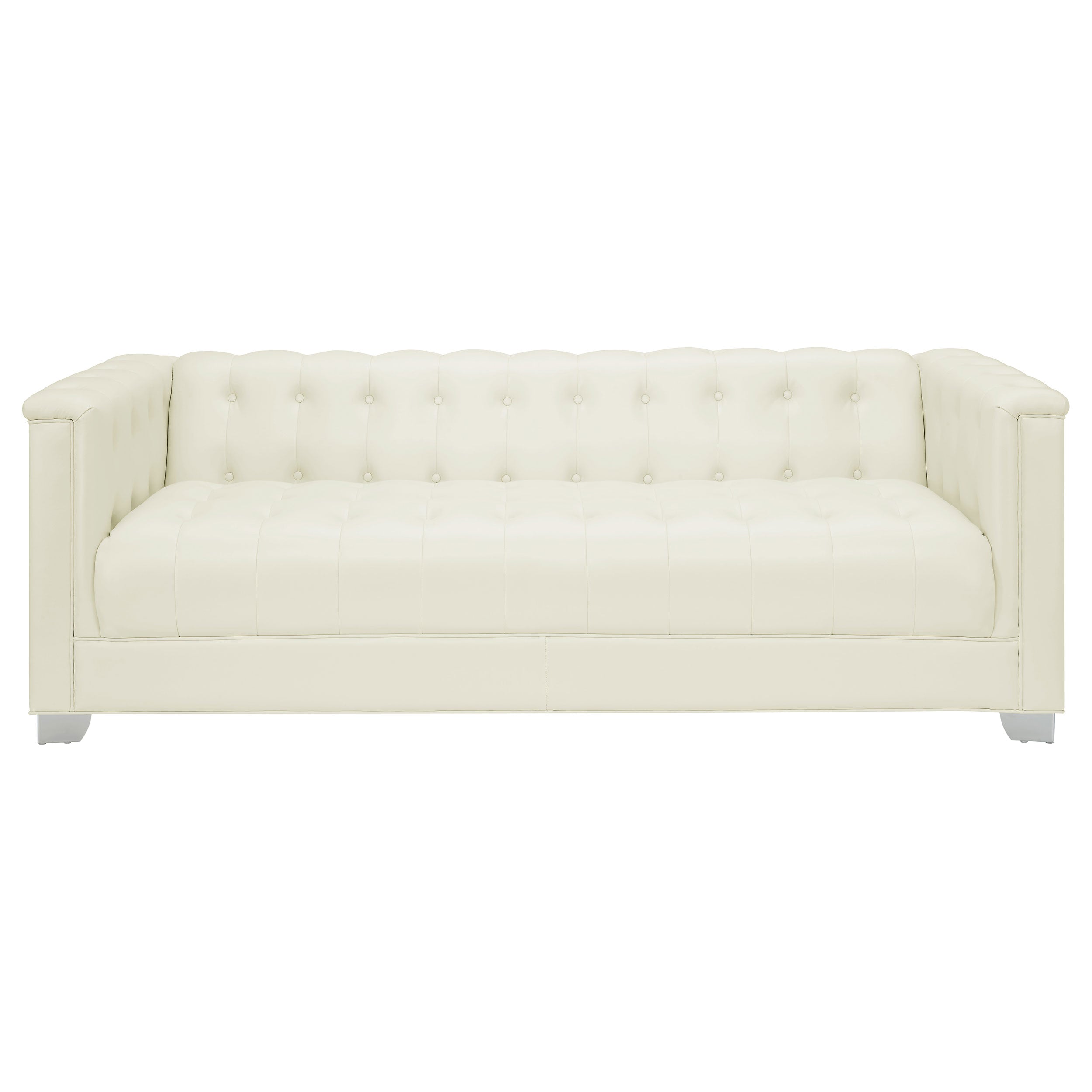 Chaviano Upholstered Track Arm Sofa Set Pearl