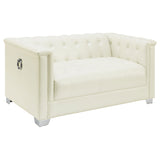 Chaviano Upholstered Track Arm Sofa Set Pearl
