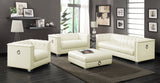 Chaviano Upholstered Track Arm Sofa Set Pearl