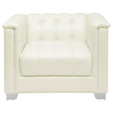 Chaviano Upholstered Track Arm Sofa Set Pearl