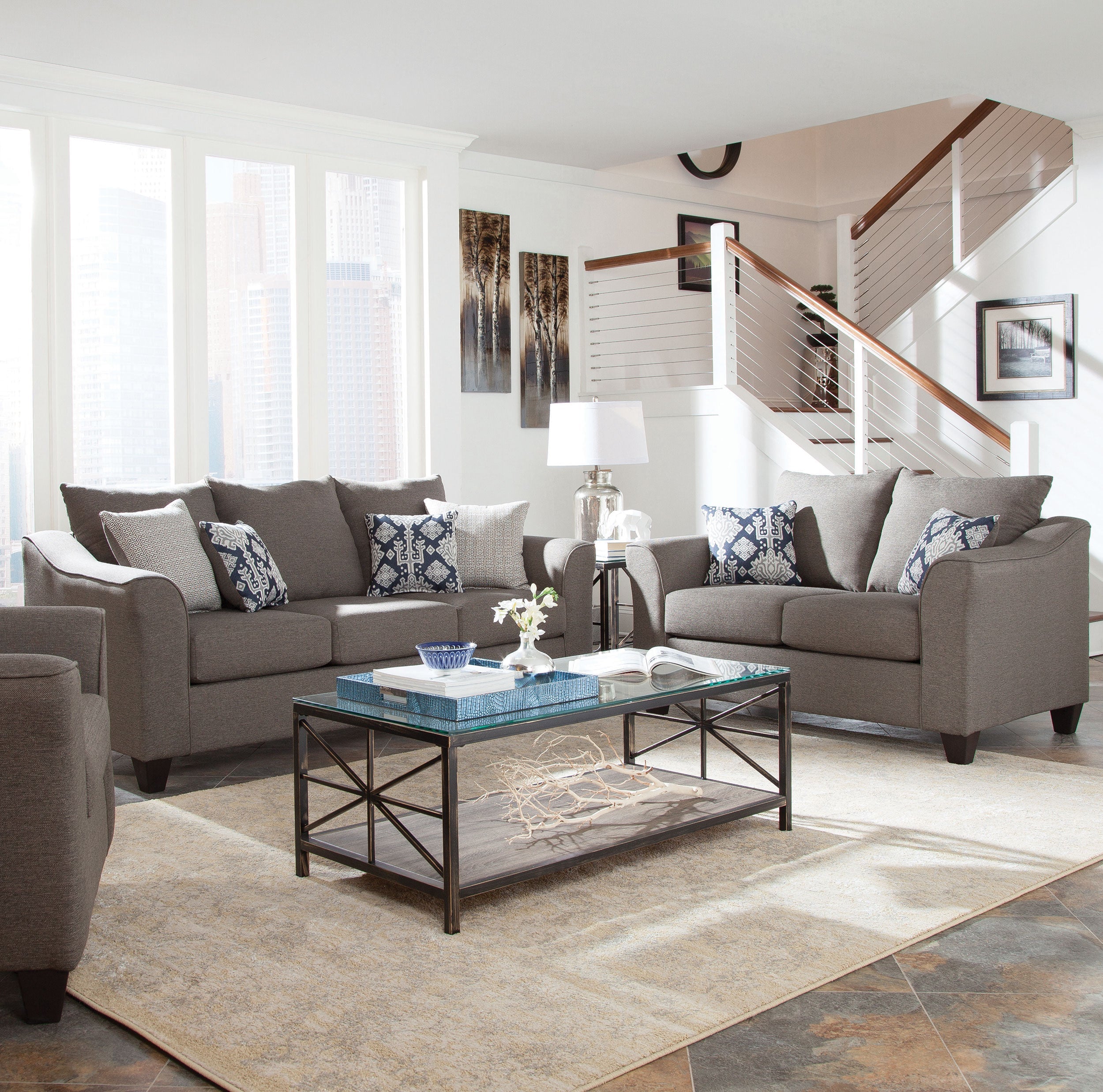 Salizar Upholstered Flared Arm Sofa Set