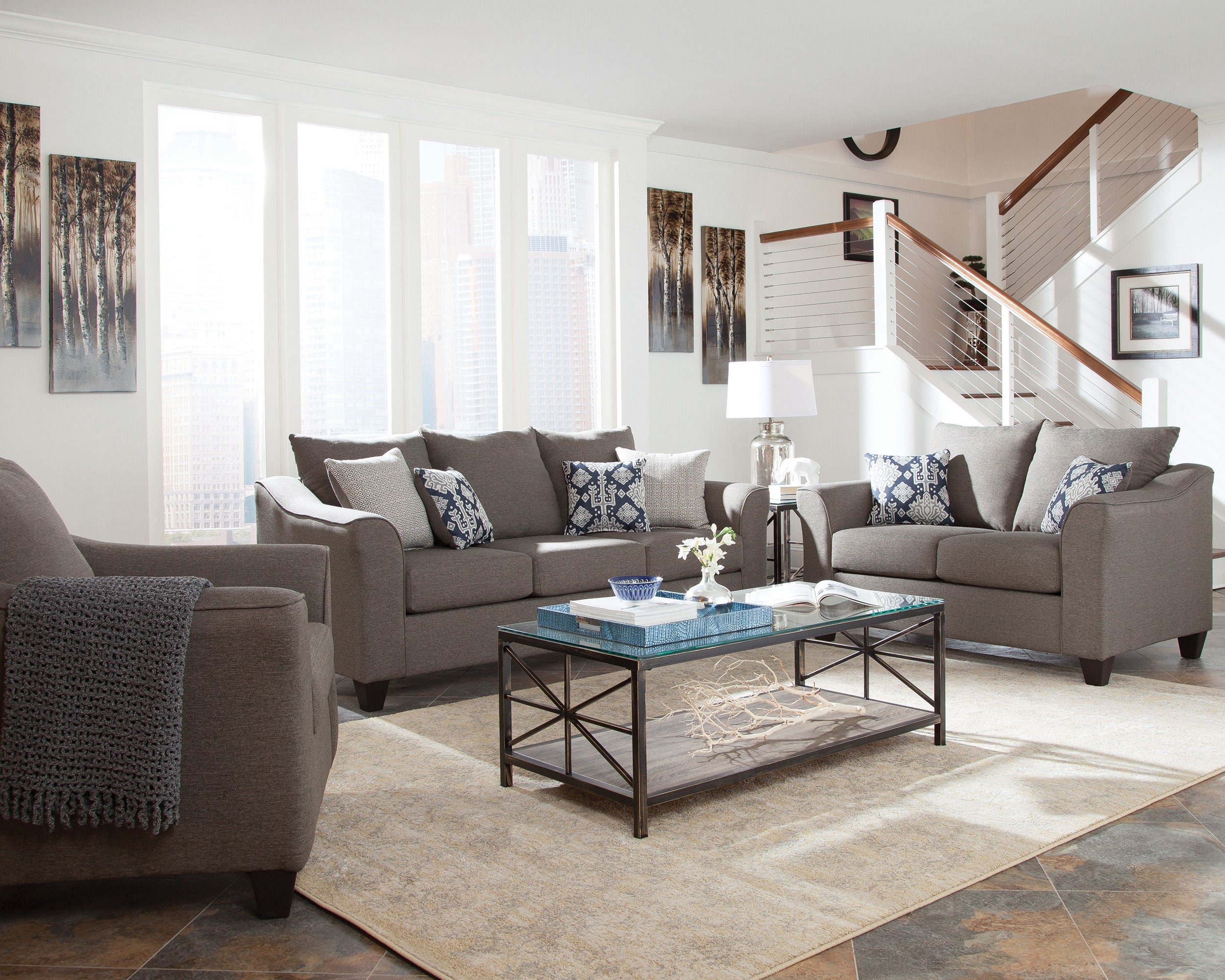 Salizar Upholstered Flared Arm Sofa Set