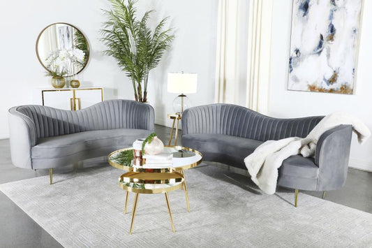 Sophia Upholstered Channel Tufted Sofa Set