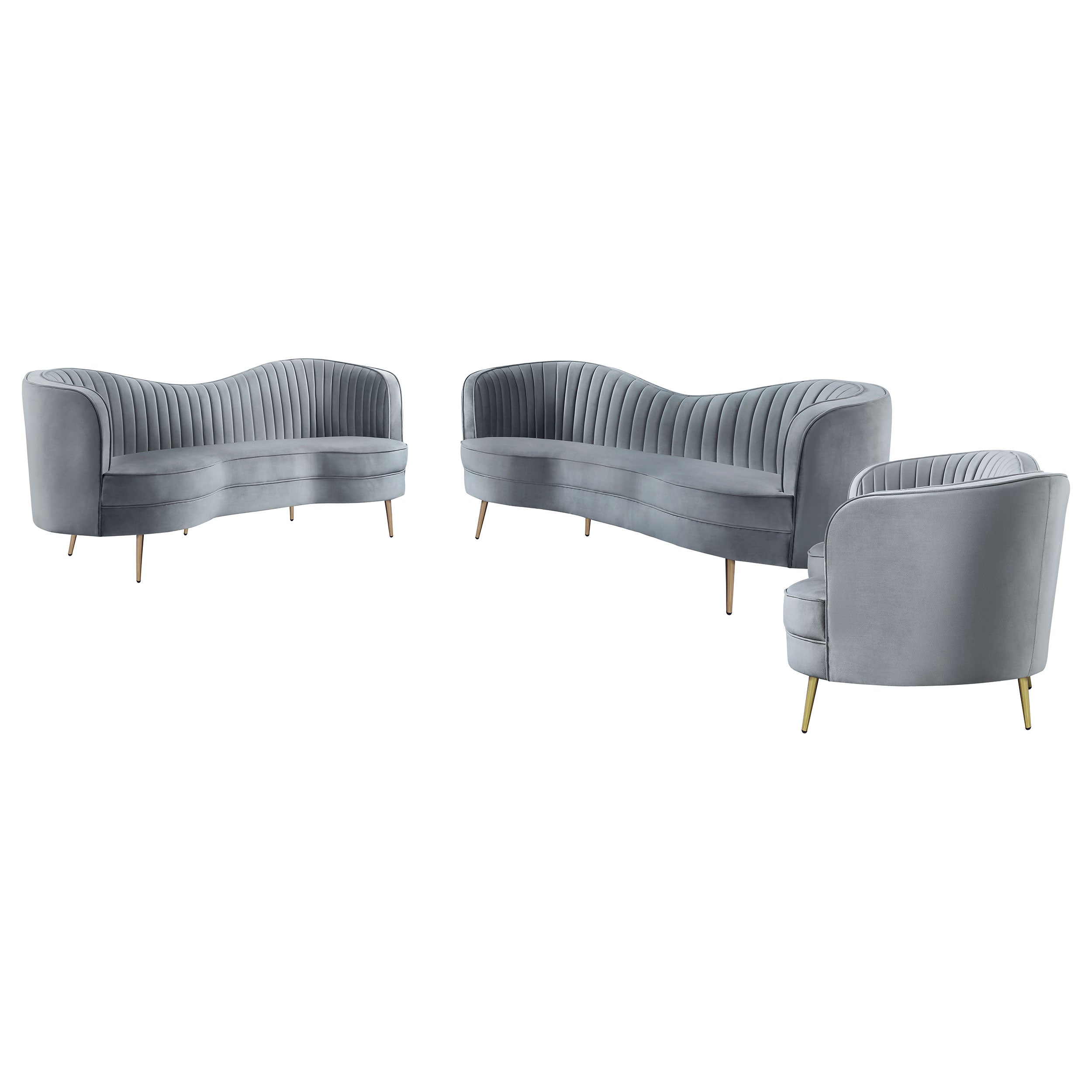 Sophia Upholstered Channel Tufted Sofa Set