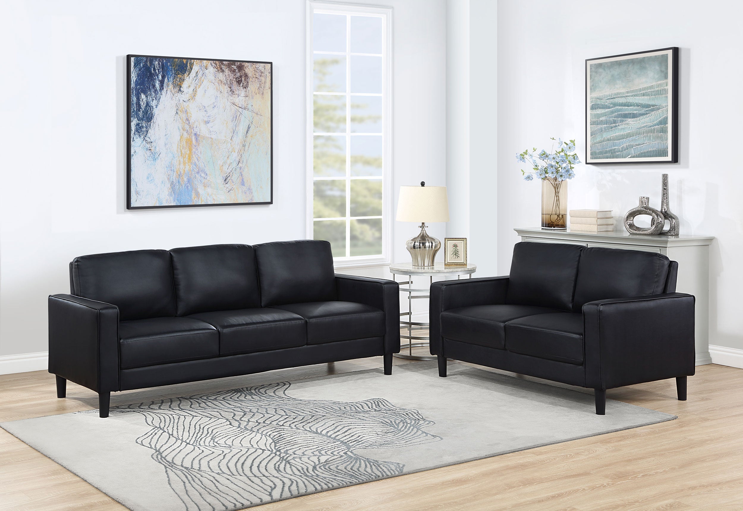 Ruth Upholstered Track Arm Sofa Set