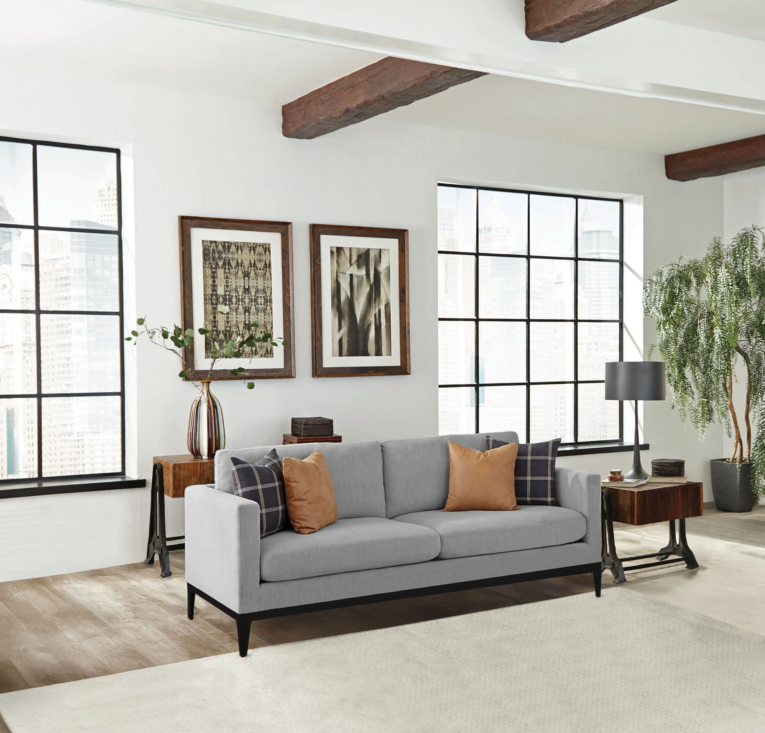 Apperson Upholstered Track Arm Sofa Light Grey
