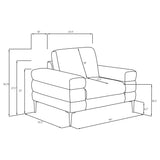 Jessel Chenille Upholstered Track Arm Chair Ivory