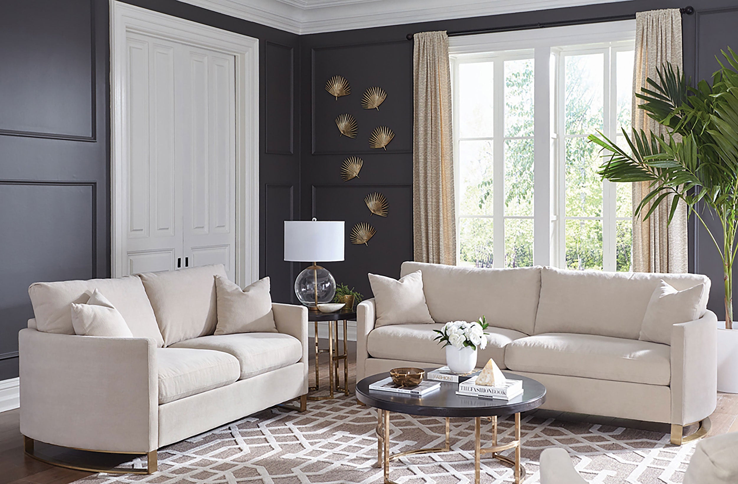 Corliss Velvet Upholstered Sofa Set