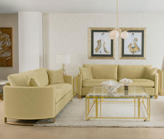 Corliss Velvet Upholstered Sofa Set