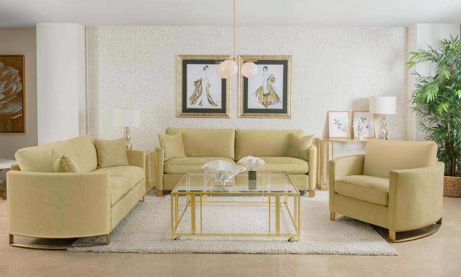 Corliss Velvet Upholstered Sofa Set