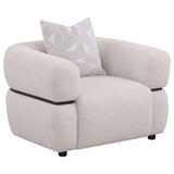 Jeanette Fabric Upholstered Round Arm Sofa Set Beige