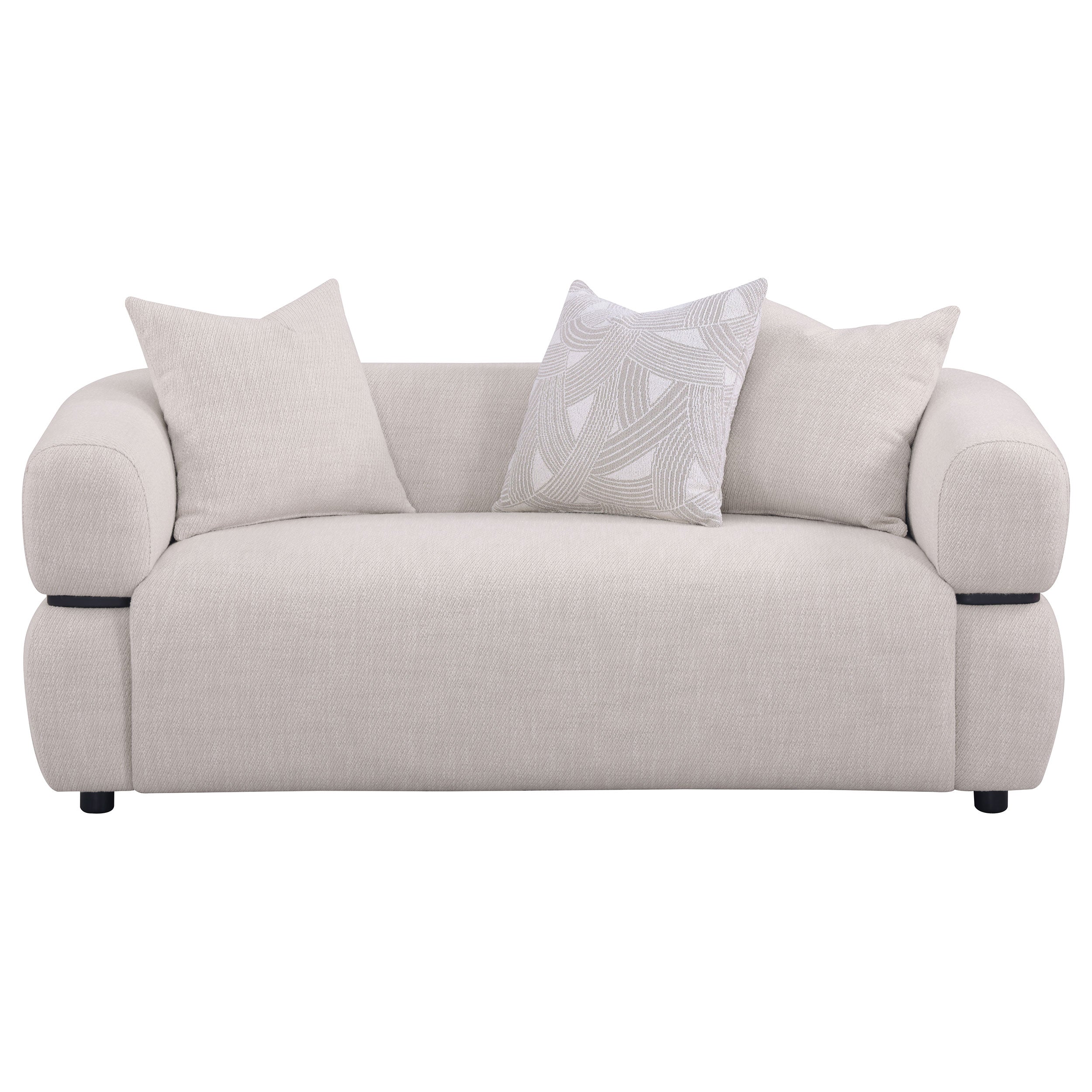 Jeanette 73-inch Fabric Upholstered Round Arm Loveseat Beige