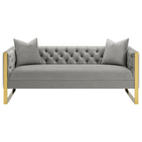 Eastbrook Velvet Upholstered Tufted Sofa Grey