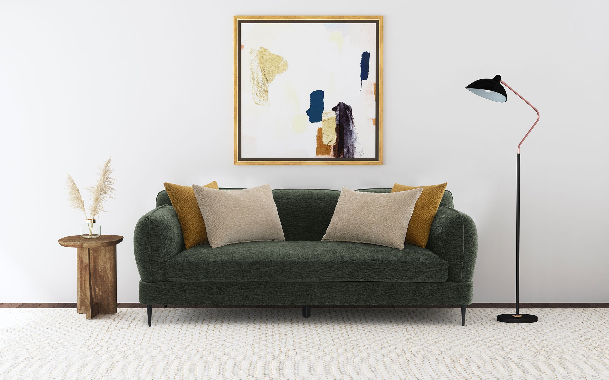 Jade Chenille Upholstered Sculpted Track Arm Sofa