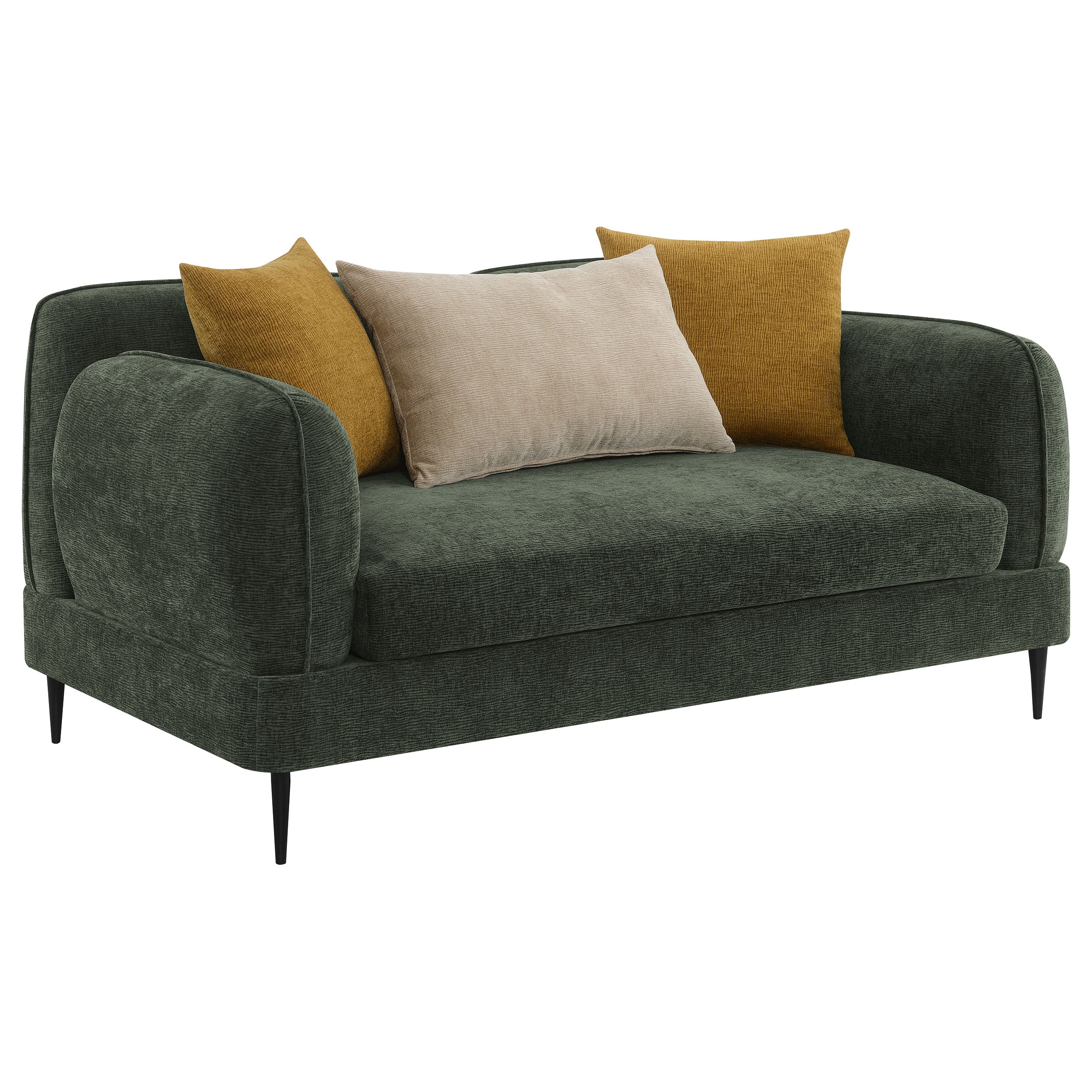 Jade Chenille Upholstered Sculpted Track Arm Loveseat