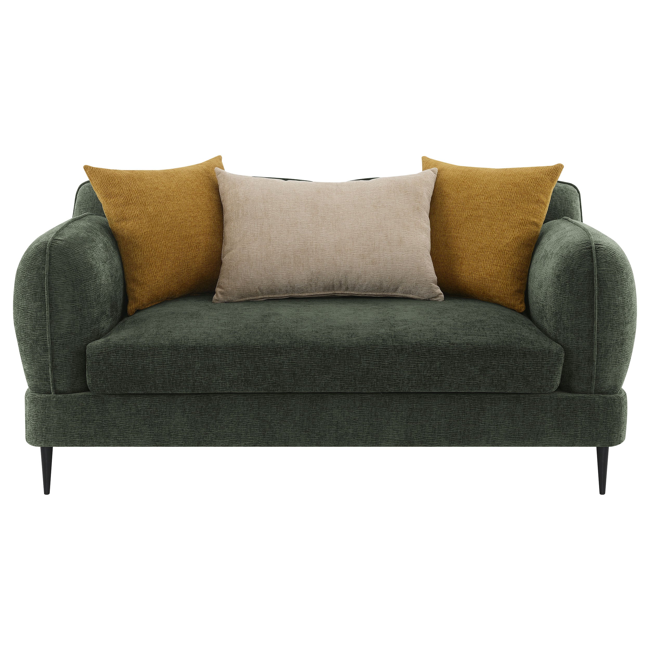 Jade Chenille Upholstered Sculpted Track Arm Loveseat