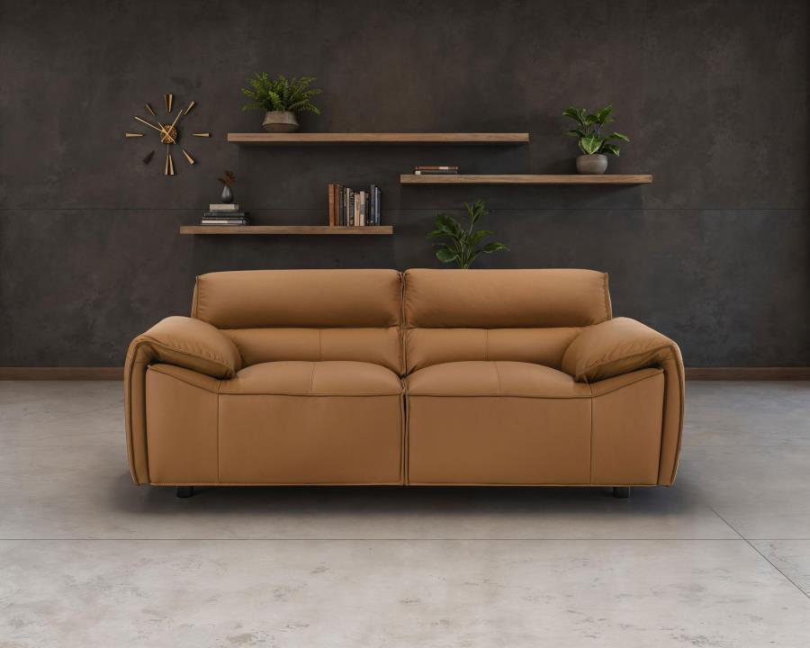 Buxton Top Grain Leather Upholstered Loveseat