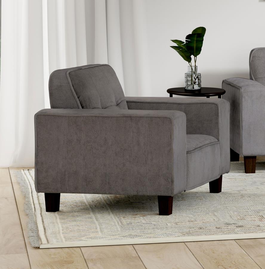 Deerhurst Upholstered Track Arm Tufted Accent Chair