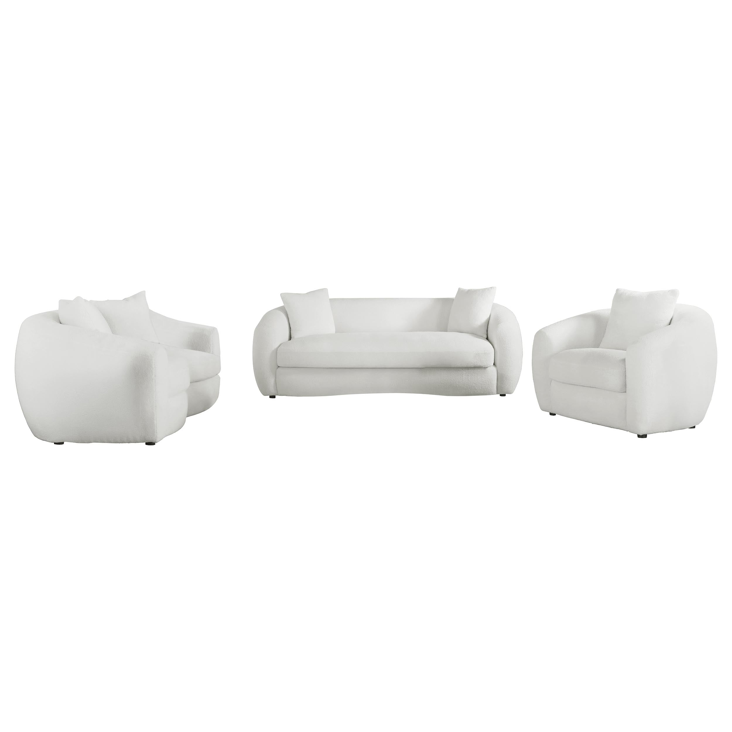 Isabella Faux Sheepskin Upholstered Sofa Set Natural