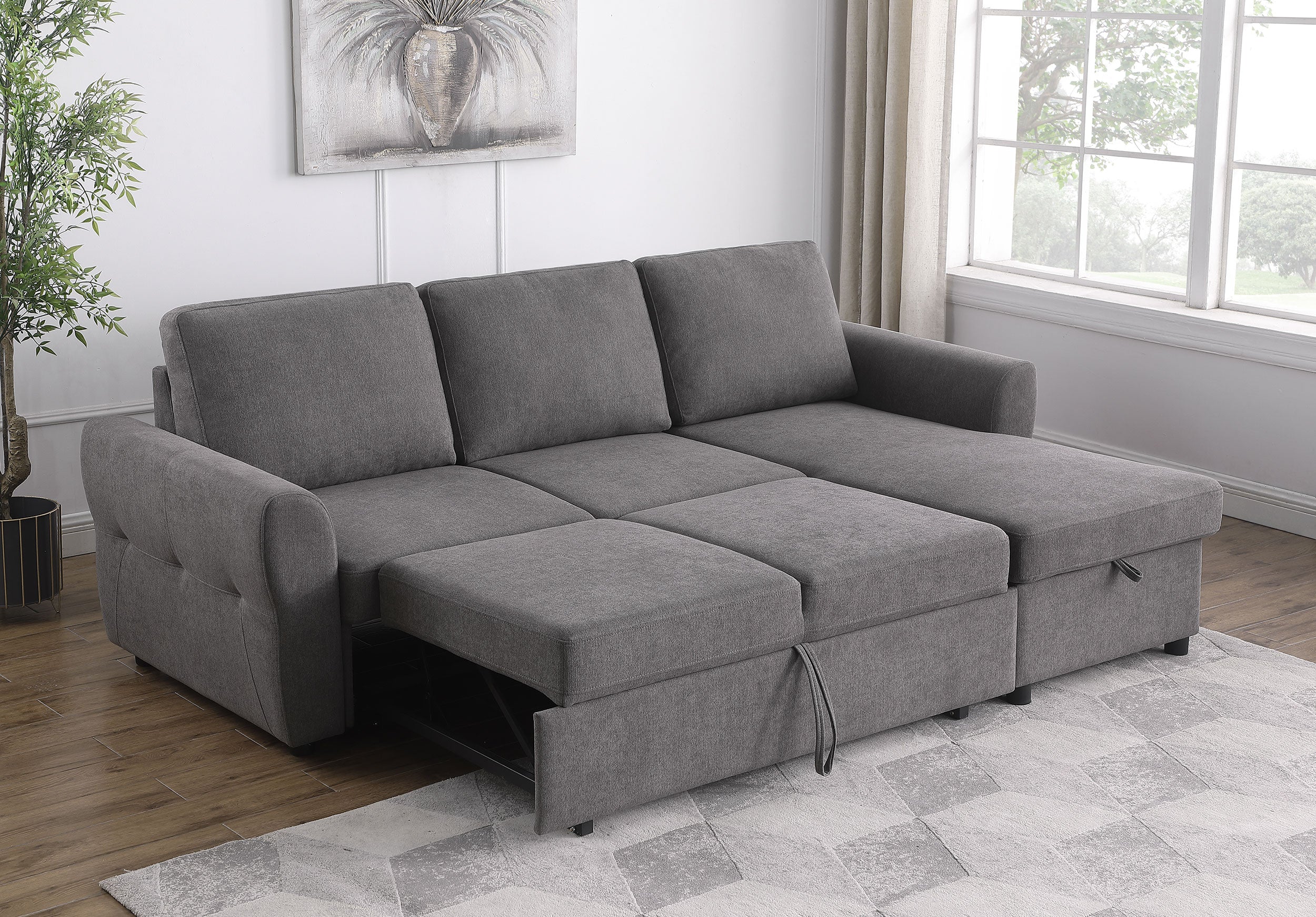Samantha Upholstered Storage Sleeper Sectional Sofa
