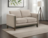 Islington Fabric Upholstered Panel Arm Loveseat Taupe