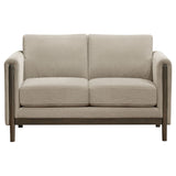 Islington Fabric Upholstered Panel Arm Loveseat Taupe