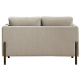 Islington Fabric Upholstered Panel Arm Loveseat Taupe