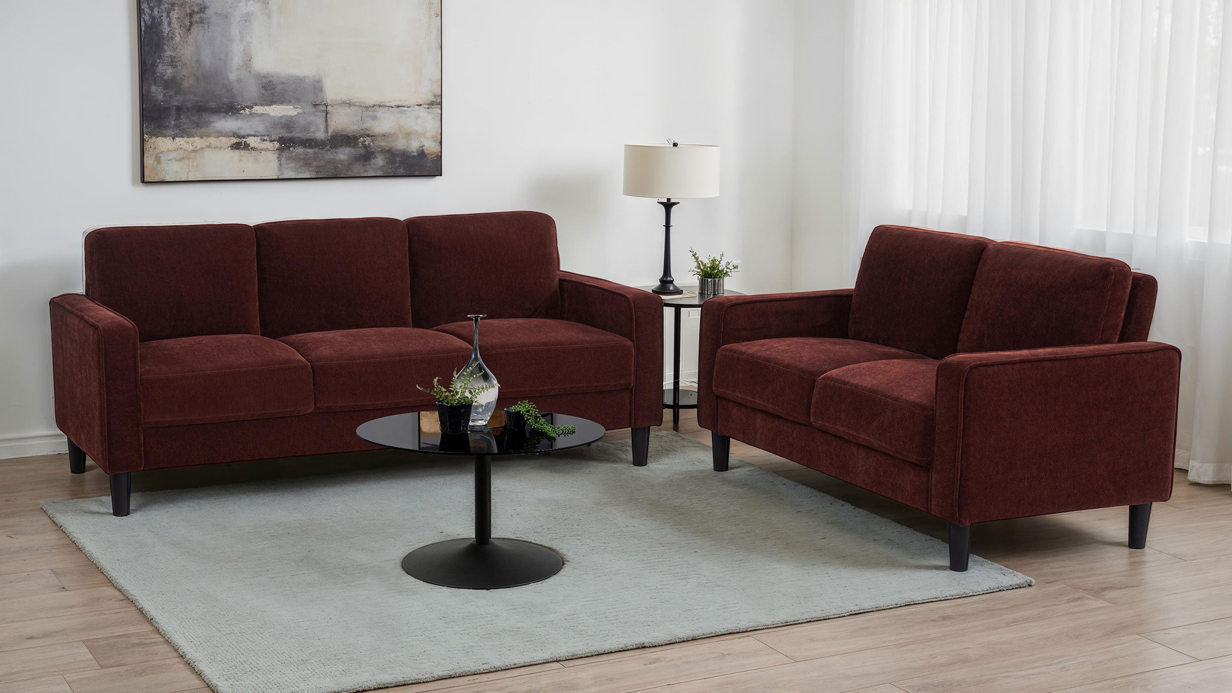 Ruth Upholstered Track Arm Sofa Set