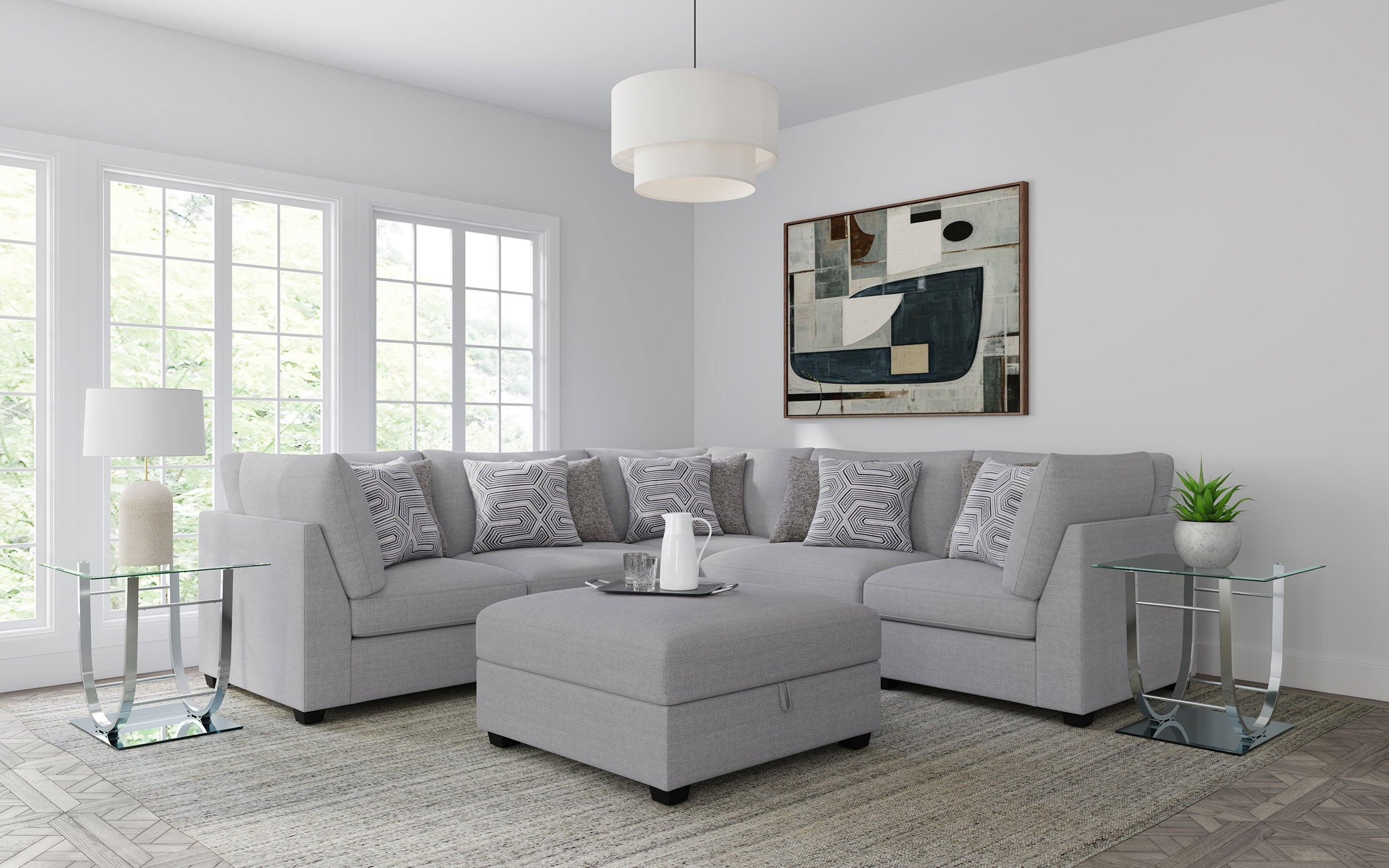 Cambria Upholstered Modular Sectional Sofa Grey