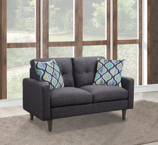Watsonville Upholstered Track Arm Tufted Loveseat Grey