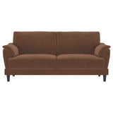 Selma 2-piece Velvet Upholstered Crescent Arm Sofa Set Rust