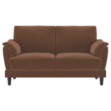 Selma Velvet Upholstered Crescent Arm Loveseat Rust