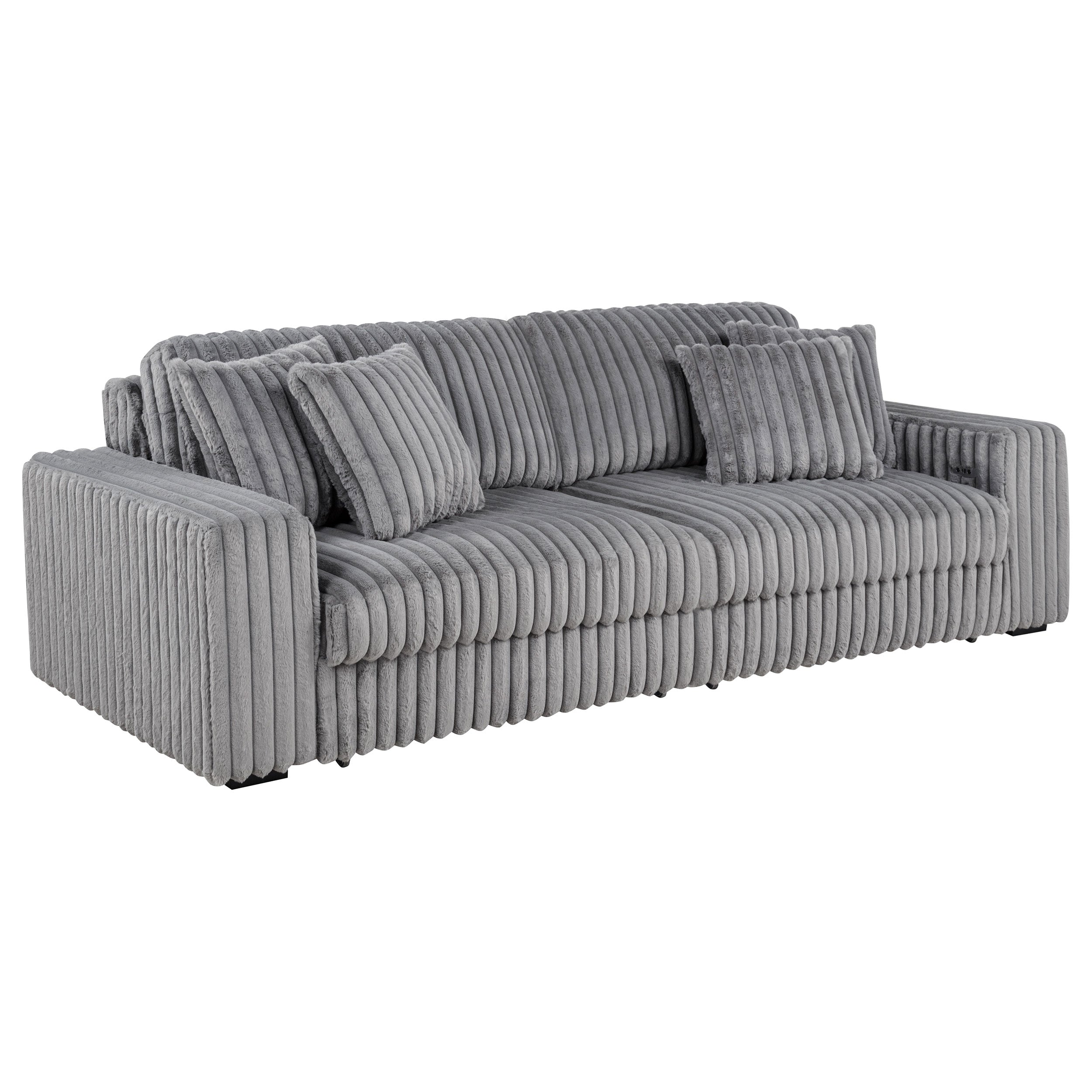 Jacana Corduroy Upholstered Dual Power Chaise Sofa