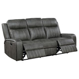 Raelynn Upholstered Reclining Sofa Set Grey