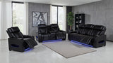 Zuma Faux Leather Upholstered Dual Power LED Recliner Black