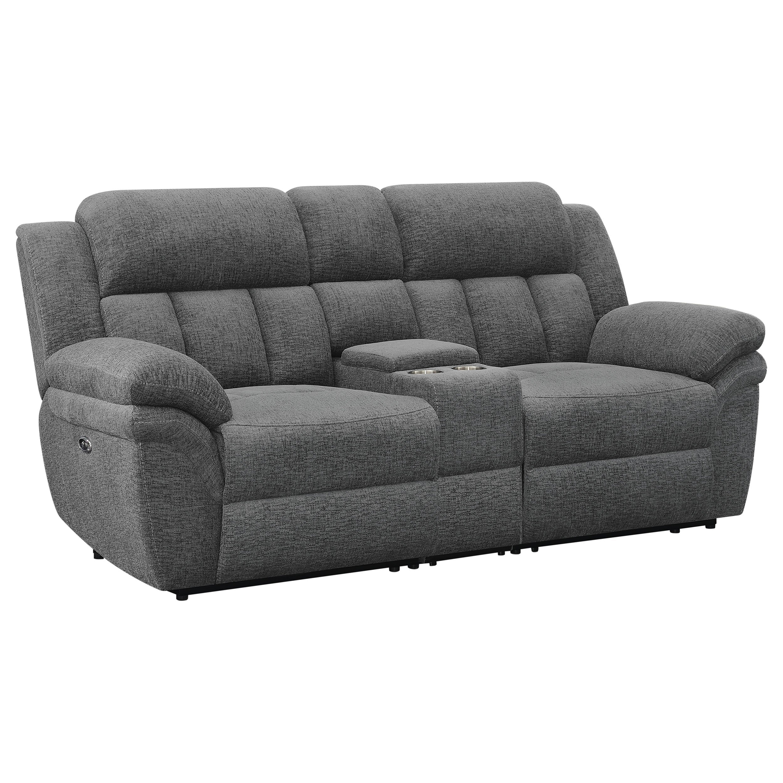 Bahrain Upholstered Power Loveseat Charcoal