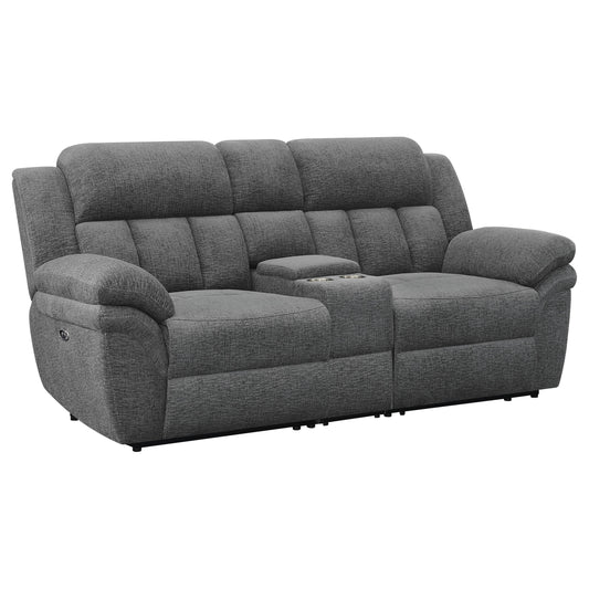 Bahrain Upholstered Power Loveseat Charcoal