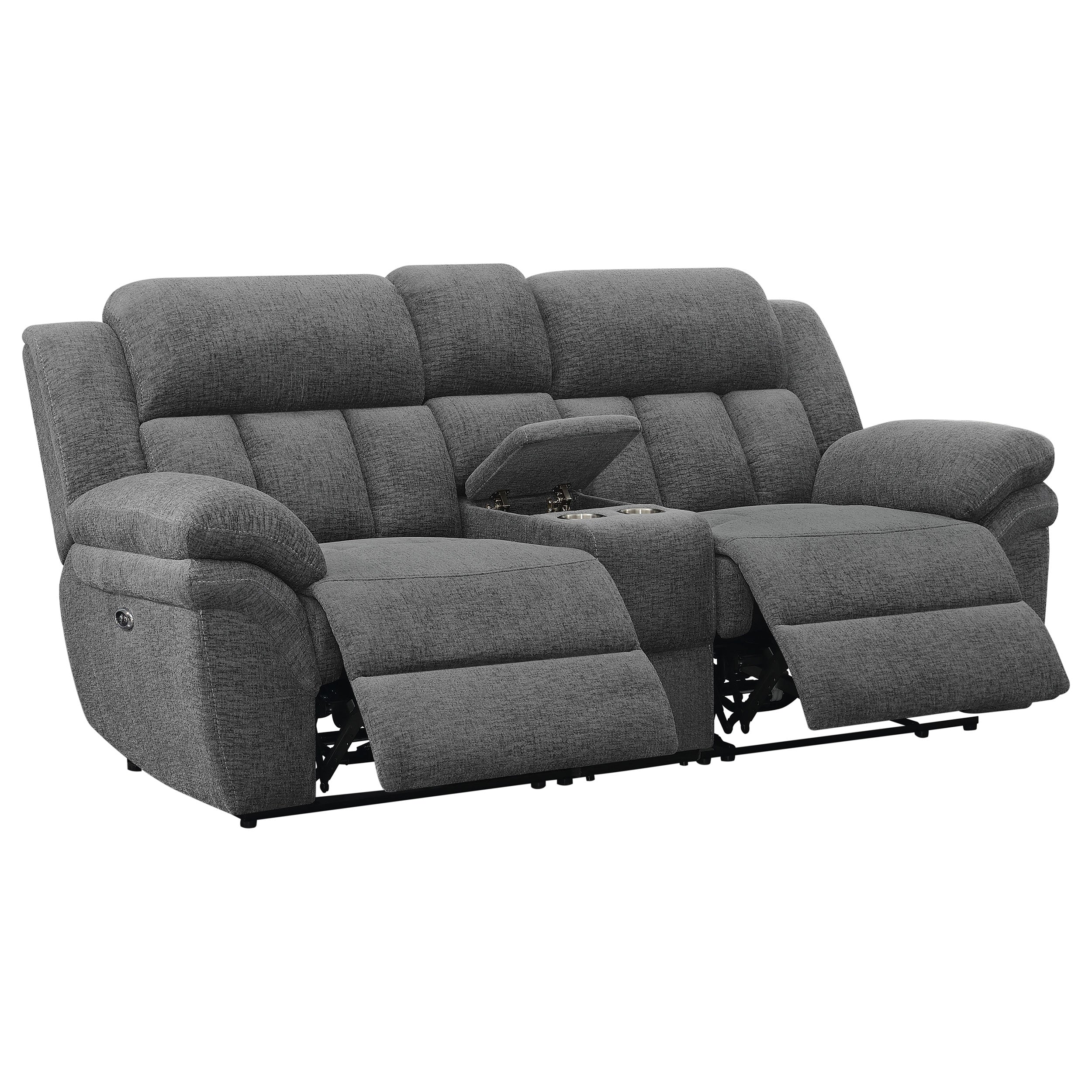 Bahrain Upholstered Power Loveseat Charcoal