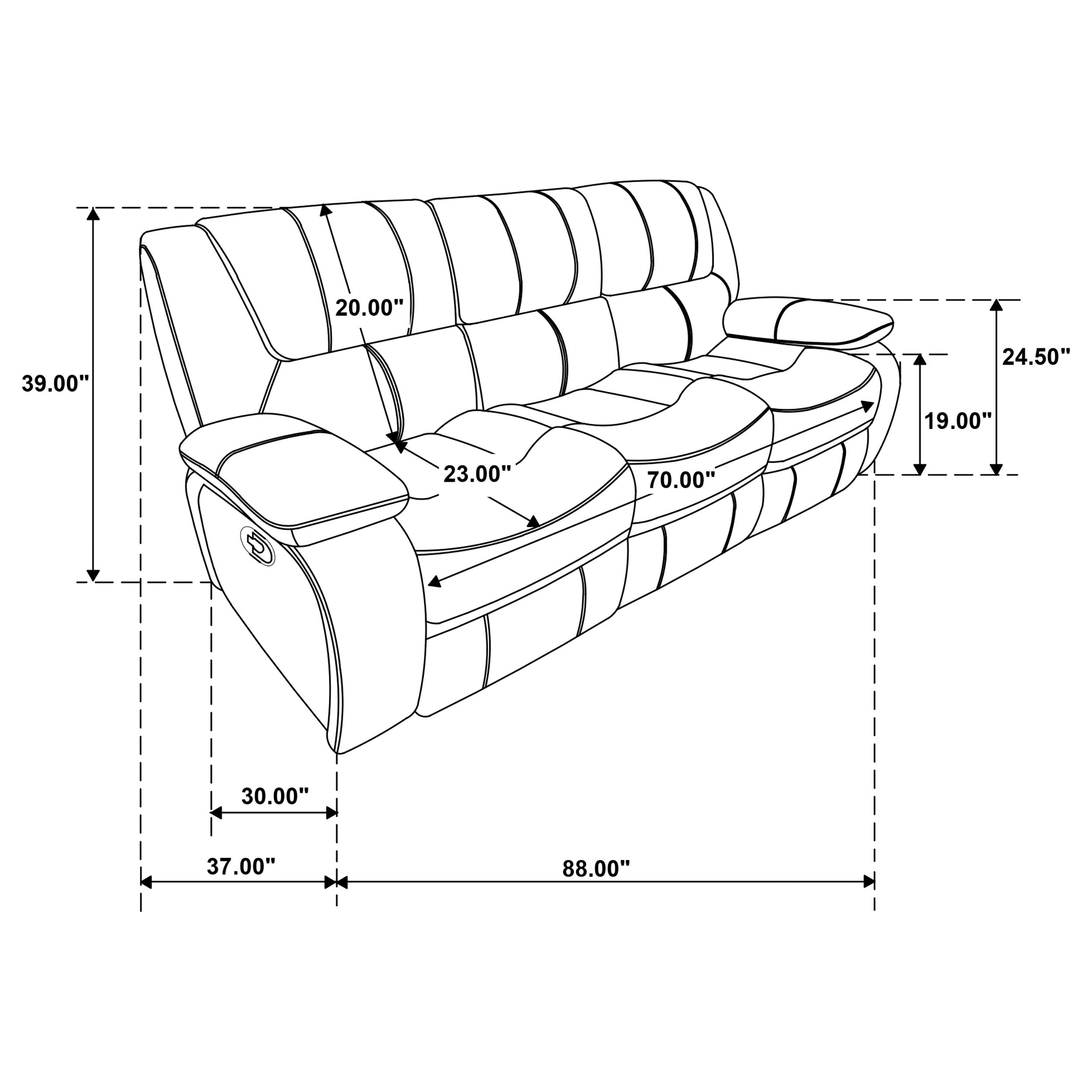 Camila Upholstered Motion Reclining Sofa