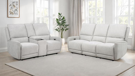 Sylmar Chenille Power Reclining Sofa Set Dove Grey