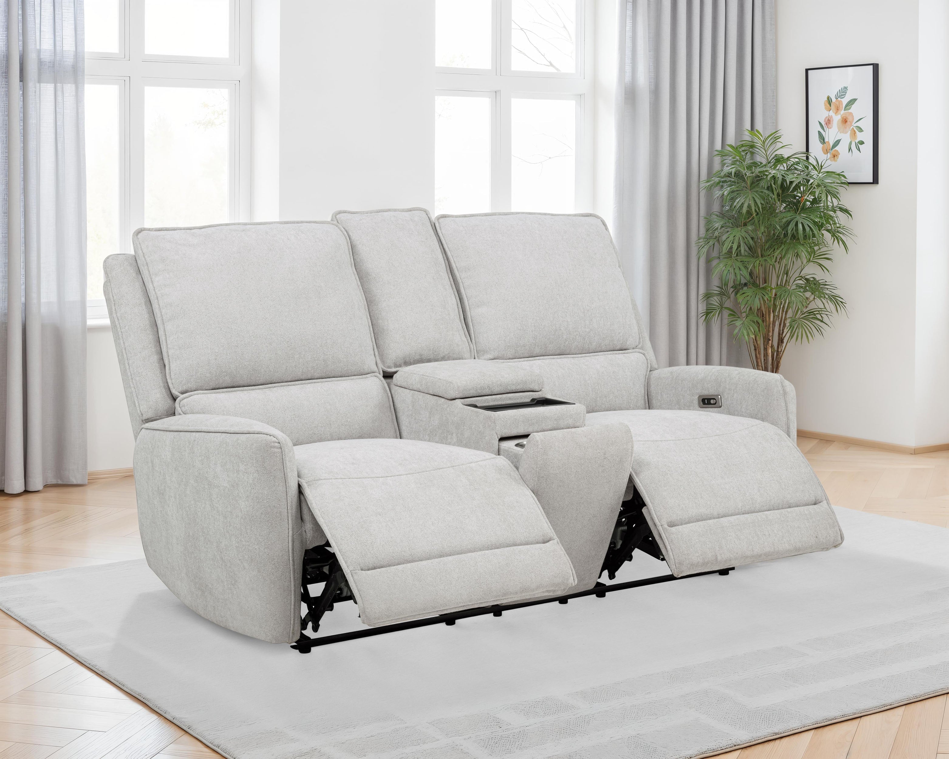 Sylmar Chenille Upholstered Power Reclining Loveseat Dove Grey