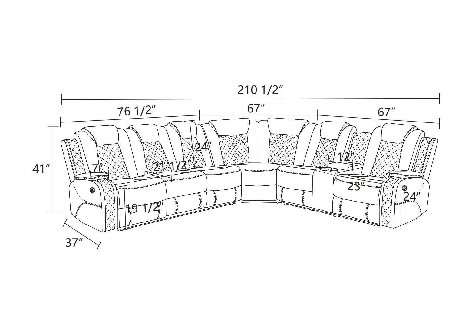 Breathing Leather 3-Piece Living Room Recliner Sofa set