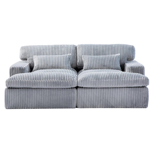 Double Chaise Lounge Chair Indoor,Oversized Upholstered Sleeper Cloud Couch,Deep Seat Luxury Sofa Bed,Sectional Sofa Chaise Love-seat,Corduroy Reading Chair for Living Room,No Assembly Required,Grey